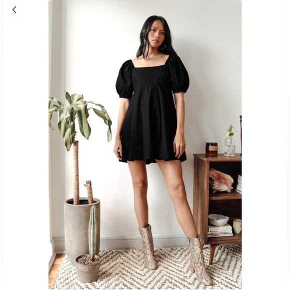 Sweet Lemon Black Textured Babydoll Dress Small - Picture 3 of 11